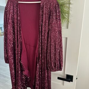 Sparkling Burgundy Sequin wrap dress nwt